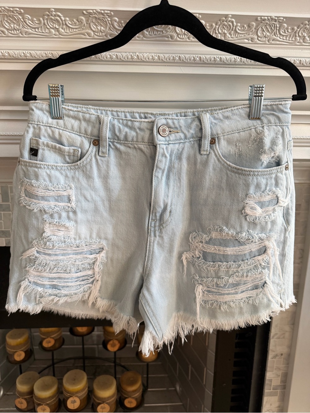KanCan Light Wash Distressed Women's Denim Shorts